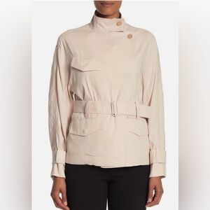 Vince Short Linen Trench Coat | Size L